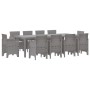 Conjunto de Comedor de Jardín de 11 Piezas con Cojines de Ratán Sintético Gris Claro von , Gartentische - Ref: Foro24-3378609...