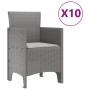 Conjunto de Comedor de Jardín de 11 Piezas con Cojines de Ratán Sintético Gris Claro von , Gartentische - Ref: Foro24-3378609...