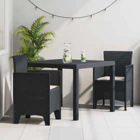 Juego de Comedor de Jardín de 3 Piezas con Cojines de Ratán Poliéster Antracita by , Garden tables - Ref: Foro24-3378676, Pri...