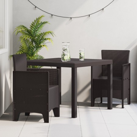 Conjunto de Comedor de Jardín de 3 Piezas Marrón de Ratan