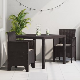 Conjunto de Comedor de Jardín de 3 Piezas con Cojines de Ratan Sintético Marrón von , Gartentische - Ref: Foro24-3378678, Pre...