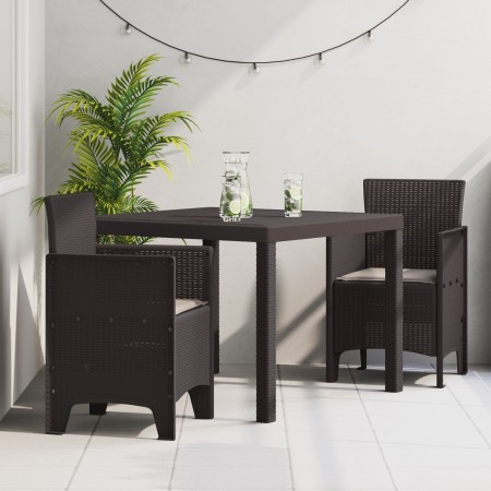 Conjunto de Comedor de Jardín de 3 Piezas con Cojines de Ratan Sintético Marrón by , Garden tables - Ref: Foro24-3378678, Pri...