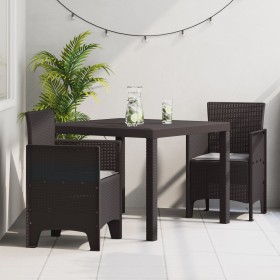Conjunto de Comedor de Jardín de 3 Piezas con Cojines de Rattan Poliéster Marrón von , Gartentische - Ref: Foro24-3378679, Pr...