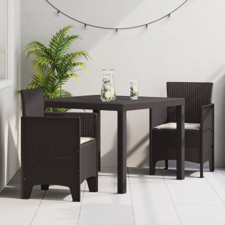 Conjunto de Comedor de Jardín de 3 Piezas con Cojines Marrón de Ratan Sintético | Foro24.es | Tu tienda online para hogar, jardín y más Foro24.es