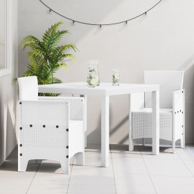 Conjunto de Comedor de Jardín de 3 Piezas Blanco de Ratán