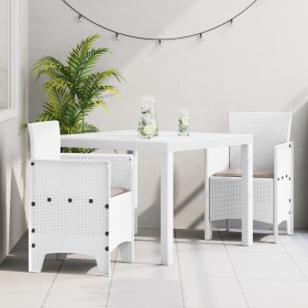 Juego de Comedor de Jardín de 3 Piezas con Cojines Blanco Ratán Sintético von , Gartentische - Ref: Foro24-3378683, Preis: 16...