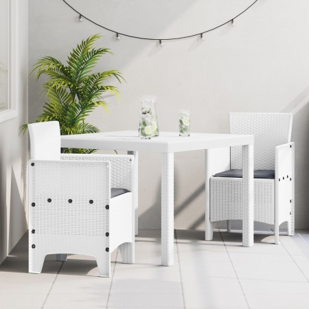 Juego de Comedor de Jardín de 3 Piezas con Cojines Blanco Poliratán von , Gartentische - Ref: Foro24-3378685, Preis: 162,93 €...