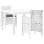 Juego de Comedor de Jardín de 3 Piezas con Cojines Blanco
