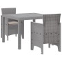 Juego de Comedor de Jardín de 3 Piezas con Cojines Gris Claro Poliratán | Foro24.es | Tu tienda online para hogar, jardín y más Foro24.es
