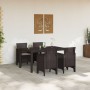 Juego de Comedor de Jardín de 5 Piezas con Cojines Marrón Poliratán | Foro24.es | Tu tienda online para hogar, jardín y más Foro24.es