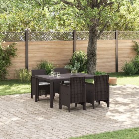 Conjunto de Comedor de Jardín de 5 Piezas con Cojines Marrón de Polirratán von , Gartentische - Ref: Foro24-3378699, Preis: 2...