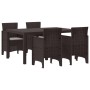 Conjunto de Comedor de Jardín de 5 Piezas con Cojines Marrón de Polirratán by , Garden tables - Ref: Foro24-3378699, Price: 2...