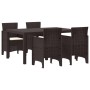 Conjunto de Comedor de Jardín de 5 Piezas con Cojines Marrón Ratan Poliéster von , Gartentische - Ref: Foro24-3378701, Preis:...