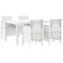 Conjunto de Comedor de Jardín de 5 Piezas con Cojines Blanco Rattan Sintético von , Gartentische - Ref: Foro24-3378704, Preis...