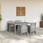 Juego de Comedor de Jardín de 5 Piezas con Cojines Rattan Gris Claro | Foro24.es | Tu tienda online para hogar, jardín y más Foro24.es