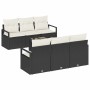 Conjunto de sofá de jardín 7 pcs Negro y crema 55 x 55 x 37 cm