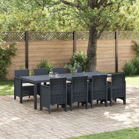 Conjunto de Comedor de Jardín de 9 Piezas con Cojines Ratán Polipropileno Antracita | Foro24.es | Tu tienda online para hogar, jardín y más Foro24.es