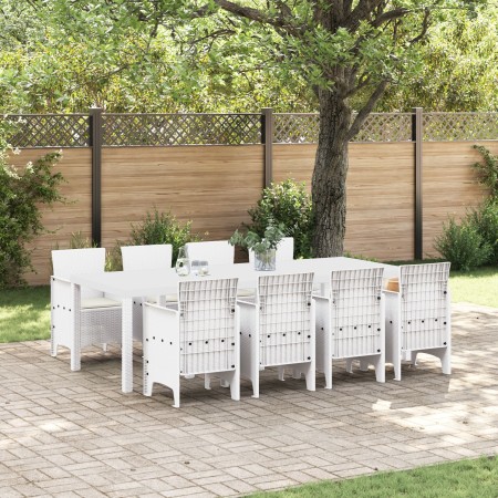Set de Comedor de Jardín de 9 Piezas con Cojines en Gris Claro de Poliratán | Foro24.es | Tu tienda online para hogar, jardín y más Foro24.es