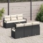 Conjunto de sofá de jardín 7 pcs Negro y crema 55 x 55 x 37 cm