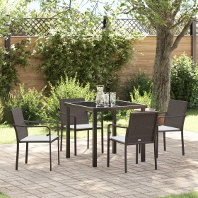 Set de Comedor para Jardín de 5 Piezas con Cojines de Poliratán Marrón von , Gartenstühle - Ref: Foro24-3379045, Preis: 275,1...