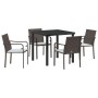 Set de Comedor para Jardín de 5 Piezas con Cojines de Poliratán Marrón by , Garden chairs - Ref: Foro24-3379045, Price: 275,1...