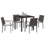 Set de Comedor para Jardín de 5 Piezas con Cojines de Poliratán Marrón by , Garden chairs - Ref: Foro24-3379045, Price: 275,1...