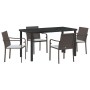 Juego de comedor de jardín de 5 piezas con cojines marrones de poliratán von , Gartenstühle - Ref: Foro24-3379046, Preis: 296...