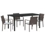 Conjunto de comedor de jardín de 5 piezas con cojines de poliratán marrón by , Garden chairs - Ref: Foro24-3379047, Price: 30...