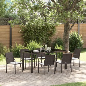 Conjunto de comedor para el jardín de 7 piezas con cojines de poliratán marrón von , Gartenstühle - Ref: Foro24-3379048, Prei...