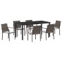 Conjunto de comedor para el jardín de 7 piezas con cojines de poliratán marrón by , Garden chairs - Ref: Foro24-3379048, Pric...