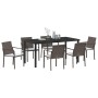 Conjunto de comedor para el jardín de 7 piezas con cojines de poliratán marrón by , Garden chairs - Ref: Foro24-3379048, Pric...