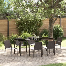 Juego de Comedor de Jardín de 7 Piezas con Cojines de Ratán Sintético Marrón by , Garden chairs - Ref: Foro24-3379049, Price:...