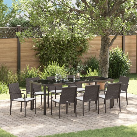 Conjunto de comedor para el jardín de 9 piezas con cojines de poliratán marrón von , Gartenstühle - Ref: Foro24-3379050, Prei...