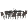 Conjunto de comedor para el jardín de 9 piezas con cojines de poliratán marrón von , Gartenstühle - Ref: Foro24-3379050, Prei...