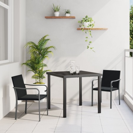 Conjunto de Comedor de Jardín de 3 Piezas con Cojines de Polirratán Negro | Foro24.es | Tu tienda online para hogar, jardín y más Foro24.es