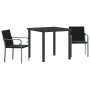 Conjunto de Comedor de Jardín de 3 Piezas con Cojines de Polirratán Negro | Foro24.es | Tu tienda online para hogar, jardín y más Foro24.es