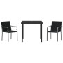 Conjunto de Comedor de Jardín de 3 Piezas con Cojines de Polirratán Negro | Foro24.es | Tu tienda online para hogar, jardín y más Foro24.es