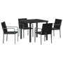 Conjunto de Comedor de Jardín de 5 Piezas con Cojines de Poliratán Negro | Foro24.es | Tu tienda online para hogar, jardín y más Foro24.es