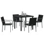 Conjunto de Comedor de Jardín de 5 Piezas con Cojines de Poliratán Negro | Foro24.es | Tu tienda online para hogar, jardín y más Foro24.es