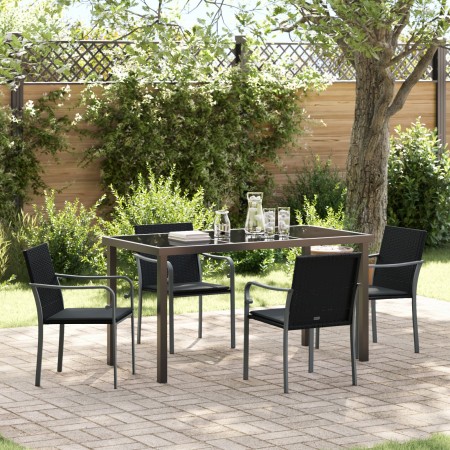 Juego de Comedor de Jardín de 5 Piezas con Cojines de Rattan Negro von , Gartenstühle - Ref: Foro24-3379053, Preis: 316,12 €,...