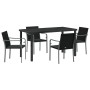 Juego de Comedor de Jardín de 5 Piezas con Cojines de Rattan Negro von , Gartenstühle - Ref: Foro24-3379053, Preis: 316,12 €,...