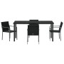 Juego de comedor de jardín de 5 piezas con cojines de ratán negro de , Sillas de jardín - Ref: Foro24-3379054, Precio: 323,90 €