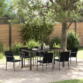 Juego de comedor de jardín de 7 piezas con cojines de poliratán negro by , Garden chairs - Ref: Foro24-3379055, Price: 428,67...