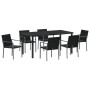 Juego de comedor de jardín de 7 piezas con cojines de poliratán negro by , Garden chairs - Ref: Foro24-3379055, Price: 428,67...