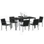 Juego de comedor de jardín de 7 piezas con cojines de poliratán negro by , Garden chairs - Ref: Foro24-3379055, Price: 428,67...