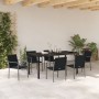 Juego de comedor de jardín de 7 piezas con cojines de poliratán negro by , Garden chairs - Ref: Foro24-3379055, Price: 428,67...