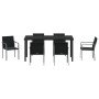 Juego de comedor de jardín de 7 piezas con cojines de poliratán negro by , Garden chairs - Ref: Foro24-3379055, Price: 428,67...