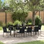 Set de Comedor para Jardín de 9 Piezas con Cojines de Ratan de Poliéster Negro | Foro24.es | Tu tienda online para hogar, jardín y más Foro24.es