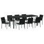 Set de Comedor para Jardín de 9 Piezas con Cojines de Ratan de Poliéster Negro de , Sillas de jardín - Ref: Foro24-3379057, P...