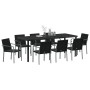 Set de Comedor para Jardín de 9 Piezas con Cojines de Ratan de Poliéster Negro | Foro24.es | Tu tienda online para hogar, jardín y más Foro24.es